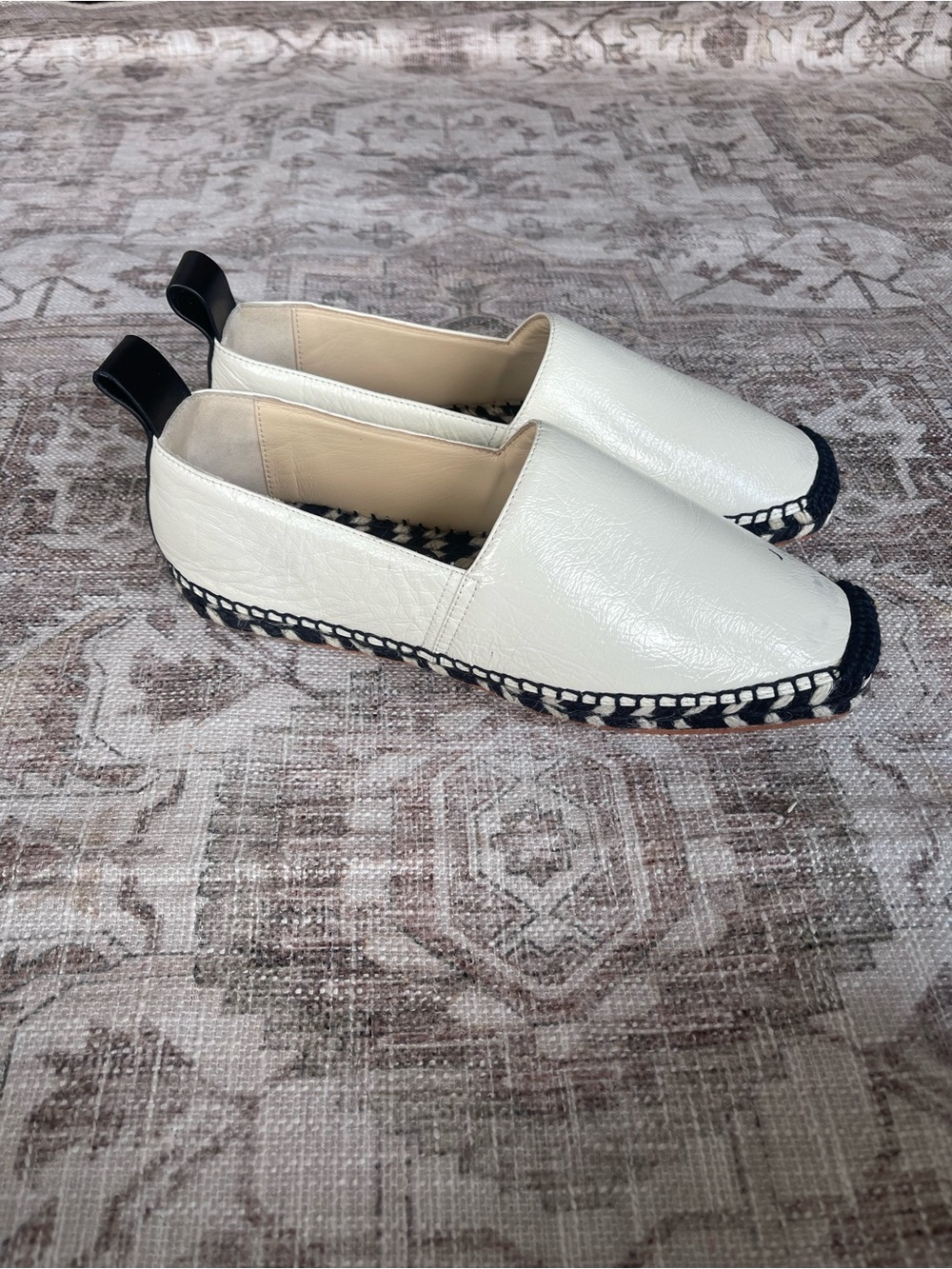 Proenza Schouler Cream and Black Slip-On Leather Loafers